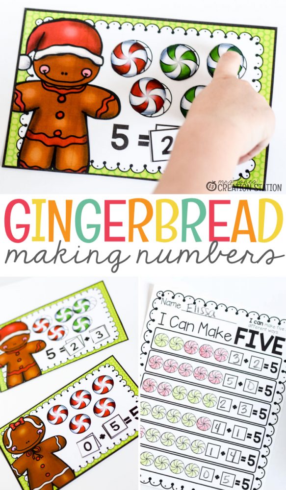 I Can Make Five-Gingerbread Making Numbers Mat- Mrs. Jones Creation Station