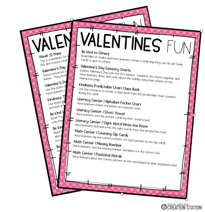 Valentine's Day activities and thematic resources.